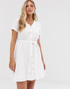 Платье на пуговицах с баской Vero Moda - Белый