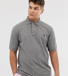 Темно-серая меланжевая футболка-поло из ткани пике Polo Ralph Lauren Big & Tall - Серый