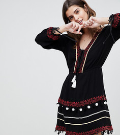 Свободное платье с вышивкой River Island - Черный
