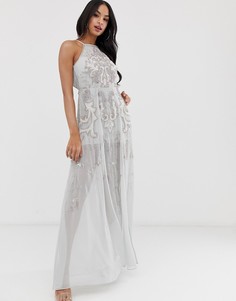 Платье макси с декоративной отделкой ASOS DESIGN - Серый