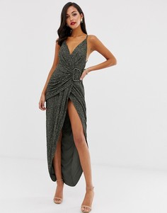 Платье макси с драпировкой и пайетками ASOS DESIGN - Мульти