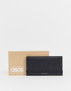 Черный кожаный дорожный кошелек с тиснением ASOS DESIGN - Черный