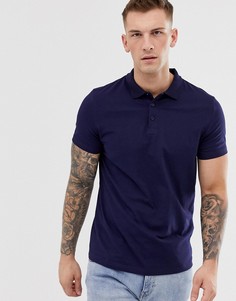 Трикотажное поло с короткими рукавами ASOS DESIGN - Темно-синий