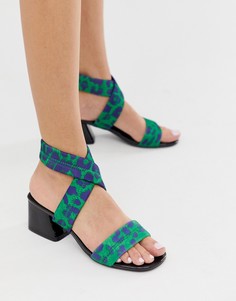 Зеленые туфли на среднем каблуке с леопардовым принтом ASOS DESIGN Harman - Мульти