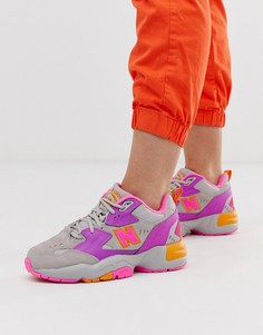 Серо-фиолетовые кроссовки на массивной подошве New Balance 608 - Серый