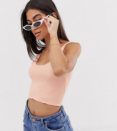 Кроп-топ в рубчик выбеленного абрикосового цвета с овальным вырезом ASOS DESIGN Petite - Оранжевый