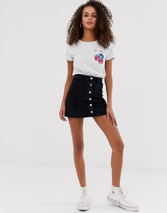 Вельветовая юбка на пуговицах Brave Soul - nikita - Черный