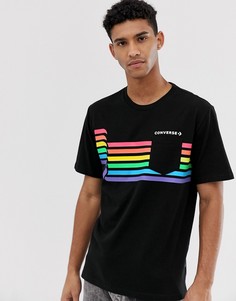 Черная футболка с принтом в разноцветную полоску Converse Pride - Черный