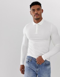 Облегающий эластичный лонгслив-поло ASOS DESIGN - Белый