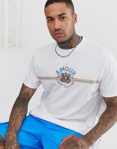 Свободная футболка с принтом amour на груди ASOS DESIGN - Белый