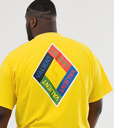 Свободная футболка с принтом valient на груди и на спине ASOS DESIGN Plus - Желтый