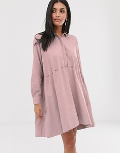 Вельветовое платье-рубашка French Connection - Розовый