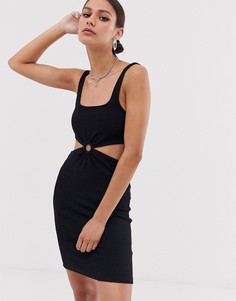 Черное облегающее платье с кольцом Bershka - Черный