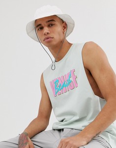 Свободная футболка без рукавов с заниженной проймой и принтом на груди ASOS DESIGN - Серый