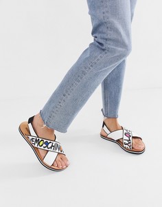 Сандалии с перекрестными ремешками Love Moschino flat - Белый