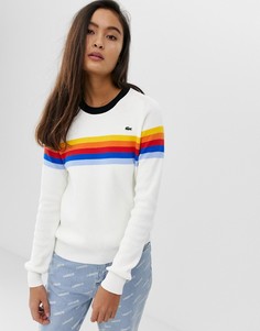 Джемпер в полоску с логотипом Lacoste - Белый