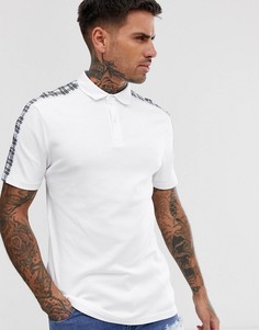 Белое поло с отделкой лентой в клетку River Island - Белый