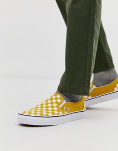 Желтые кеды-слипоны в шахматную клетку Vans - Желтый