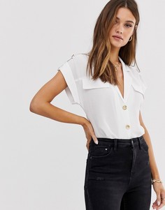 Белая рубашка в стиле милитари River Island - Белый