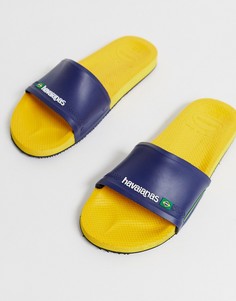 Сине-желтые шлепанцы Havaianas Brasil - Темно-синий