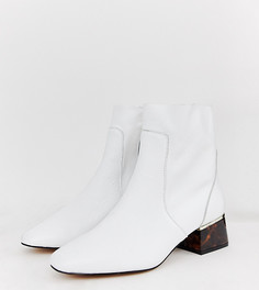 Белые кожаные ботинки на черепаховым каблуке River Island - Белый
