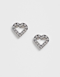 Серебристые серьги-гвоздики в форме сердечек Ted Baker - Edesiah - Серебряный