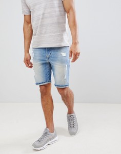 Джинсовые супероблегающие шорты с потертостями ASOS DESIGN - Синий