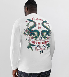 Свободный лонгслив из органического хлопка с принтом дракона ASOS DESIGN Plus - Белый