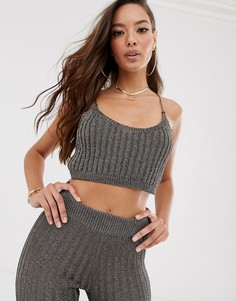 Вязаный топ от комплекта на бретельках с эффектом металлик ASOS DESIGN - Серебряный