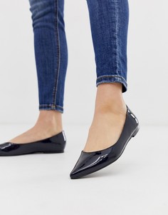 Темно-синие балетки с острым носком ASOS DESIGN - Темно-синий
