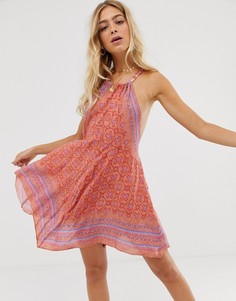 Платье-комбинация с мозаичным принтом Free People - Make Me Yours - Красный