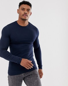 Обтягивающий лонгслив из органического хлопка ASOS DESIGN - Темно-синий