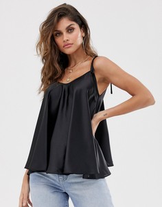 Атласный топ на тонких бретельках-завязках ASOS DESIGN - Зеленый