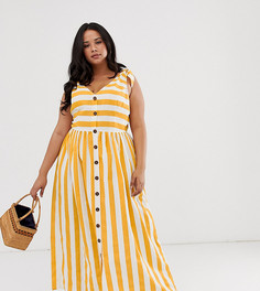 Свободное платье макси в полоску на пуговицах ASOS DESIGN Curve - Мульти