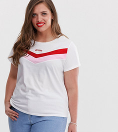 Футболка в стиле ретро со вставкой колор блок Levis Plus - Белый