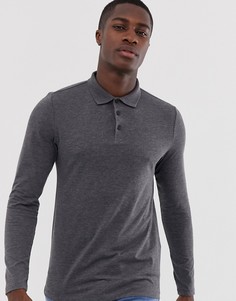 Трикотажный лонгслив-поло ASOS DESIGN - Серый