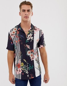 Рубашка с отложным воротником и цветочным принтом River Island - Темно-синий
