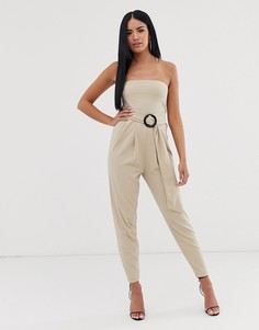 Комбинезон-бандо с поясом ASOS DESIGN - Бежевый
