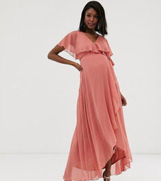 Платье макси с накидкой на спине и асимметричным краем ASOS DESIGN Maternity - Розовый