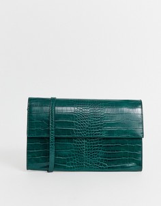 Складывающаяся сумка на плечо с эффектом крокодиловой кожи French Connection Laurie - Зеленый