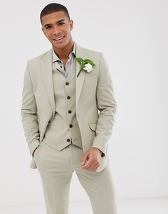 Светло-бежевый фактурный пиджак приталенного кроя ASOS DESIGN - wedding - Светло-бежевый