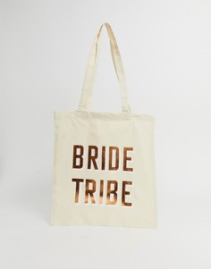 Парусиновая сумка-тоут с надписью bride tribe ASOS DESIGN - Кремовый