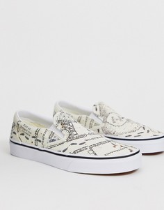 Кеды-слипоны с принтом Карта Мародеров Vans X Harry Potter - Бежевый