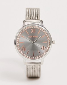 Серебристые женские часы с серым циферблатом Steve Madden - Серебряный