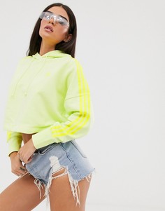 Неоново-желтый укороченный худи adidas Originals adicolor - Желтый