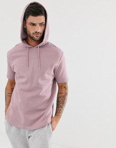 Фиолетовый худи с короткими рукавами и закругленным краем ASOS DESIGN - Розовый