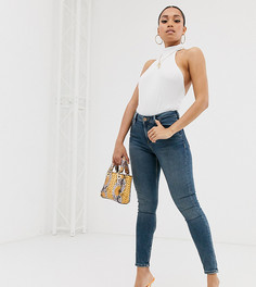 Синие джинсы скинни с завышенной талией ASOS DESIGN Petite Ridley - Синий
