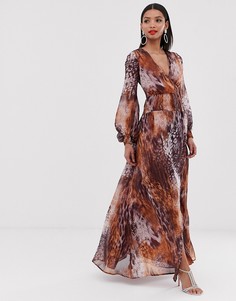 Платье макси с комбинированным анималистичным принтом ASOS DESIGN - Мульти