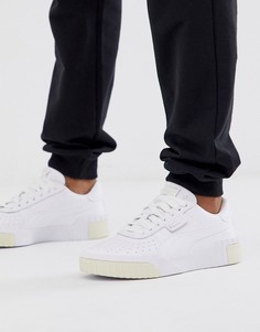 Белые кроссовки с отделкой лимонного цвета Puma - Cali - Белый