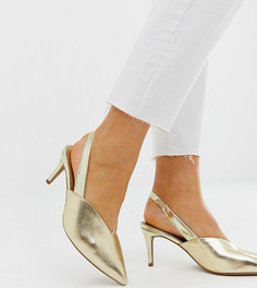 Туфли для широкой стопы на каблуке-рюмочке и с ремешком через пятку (золотистые/другого цвета) ASOS DESIGN - Золотой